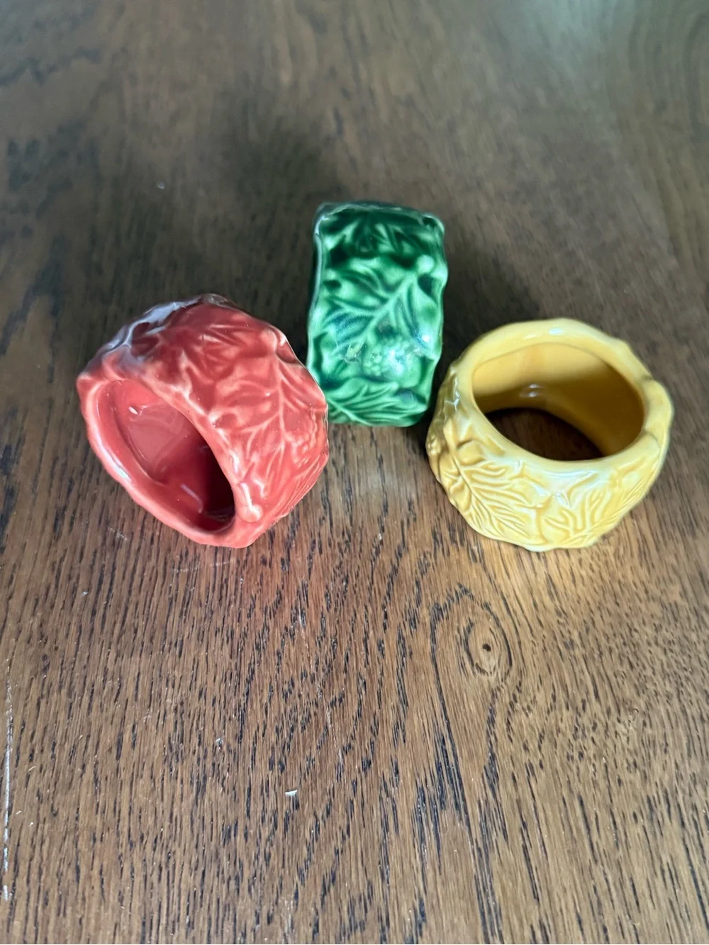 Fall Plaid Cloth Napkins & Ceramic Leaf Napkin Rings Set of 6 Thanksgiving